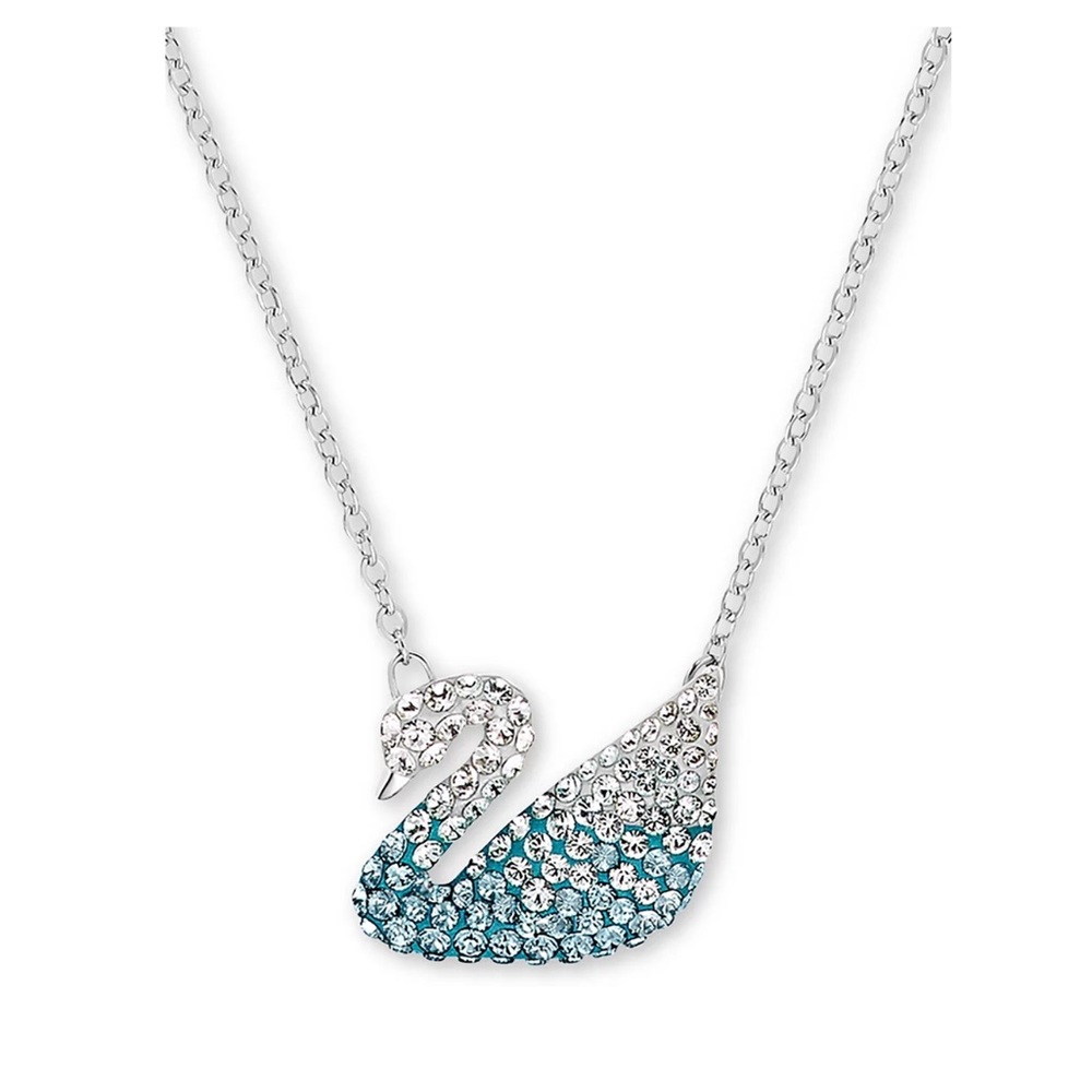 NWT!Swarvoski Swan Pendant Necklace with Crystals ombré blue - Picture 1 of 2